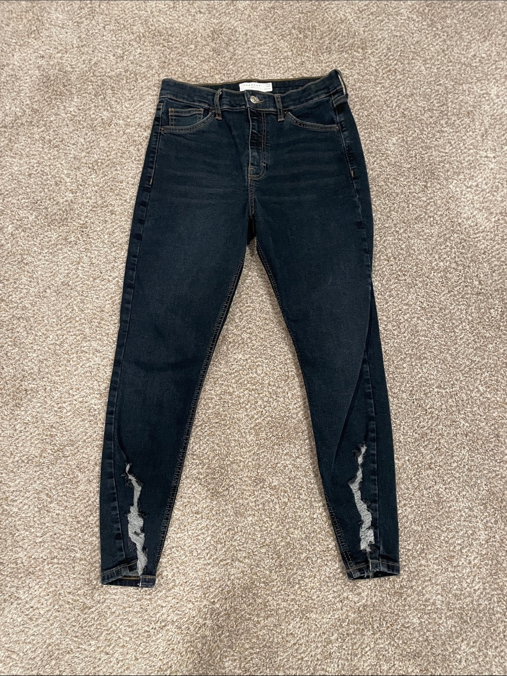 Topshop Black Skinny Jeans with Ankle Distress